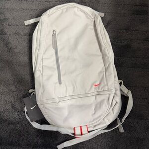 NWT Nike Light Gray Backpack with Red Accents